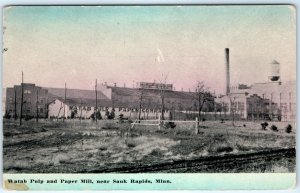 c1910s Sauk Rapids, Minn. Watab Pulp & Paper Mill Postcard Factory MN A158