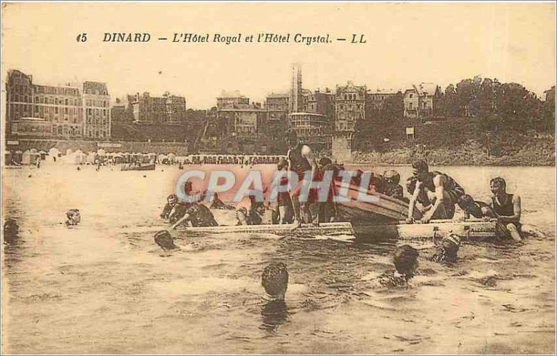 Old Postcard Dinard Royal Hotel and Hotel Crystal