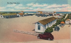 Vintage Postcard Ocean Sea Bay Park Bathing Pavilion Cars Parking New Jersey NJ