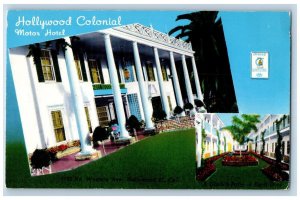 Hollywood California Postcard Colonial Motor Hotel Exterior 1960 Vintage Antique