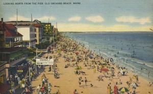 Old Orchard Beach Maine Me Looking North From Pier Vintage Linen Postcard E3