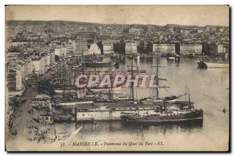 Postcard Marseille Old Port Wharf Panorama