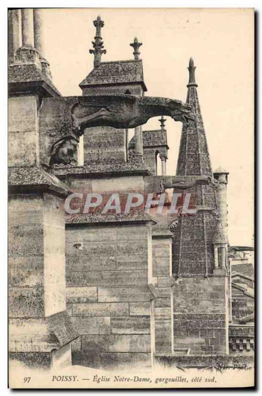 Old Postcard Poissy Eglise Notre Dame Gargoyles Riviera