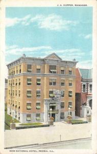 PEORIA, IL Illinois  NEW NATIONAL HOTEL  JA Kupper~Manager   c1920's Postcard