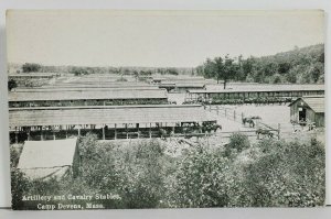 Camp Devens Massachusetts Artillery and Cavalry Stables Postcard P13