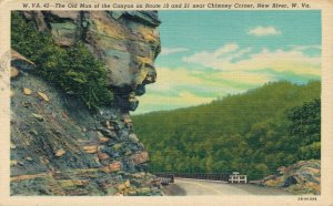 USA The Old Man Canyon Route 19 and 21 Chimney Corner West Virginia Linen 07.98