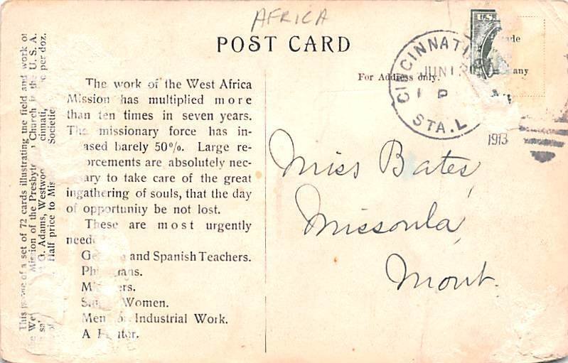 African Path or Road West Africa Africa, Afrika 1913 Missing Stamp 