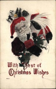 Christmas Santa Claus w/ Beautiful Woman Hand Colored WEISS Postcard c1910