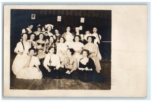 1910 Interior Pretty Women Christmas Beatrice Nebraska NE RPPC Photo Postcard