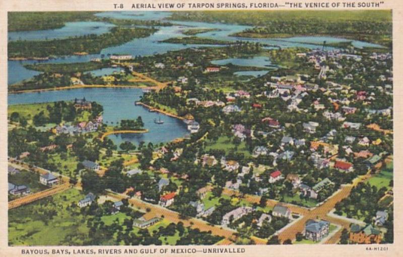 Florida Tarpon Springs Aerial View 1938 Curteich