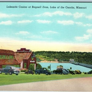 1946 Lake Ozark MO Lakeside Casino Bagnell Dam Restaurant Roadside Teich PC A220