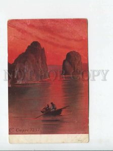 3176138 Italy CAPRI Red Night BOAT Vintage color PC