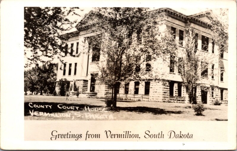 Real Photo Postcard County Court House in Vermillion, South Dakota