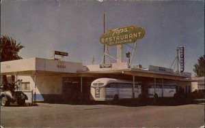 Indio California Tops Restaurant Greyhound Bus Buses Vintage Postcard