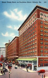 Henry Grady Hotel on Peachtree Street, Atlanta, Georgia Linen Postcard