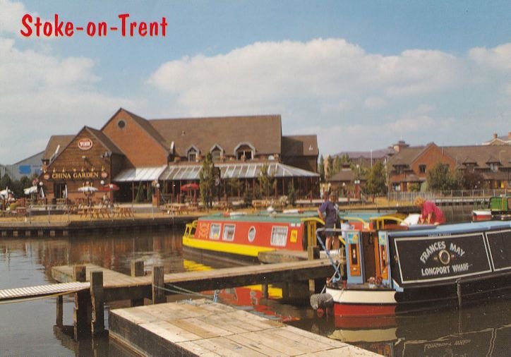 Stoke On Trent China Garden Toby Waterside Canal Pub Postcard