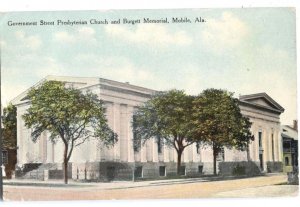 Postcard Government Street Presbyterian Church + Burgett Memorial Mobile AL