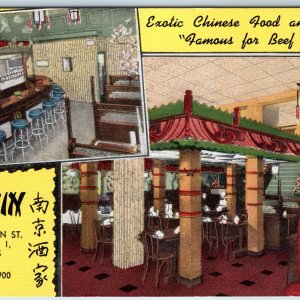 c1940s Chicago IL Dearborn St Nankin Chinese Food Restaurant Interior China A215