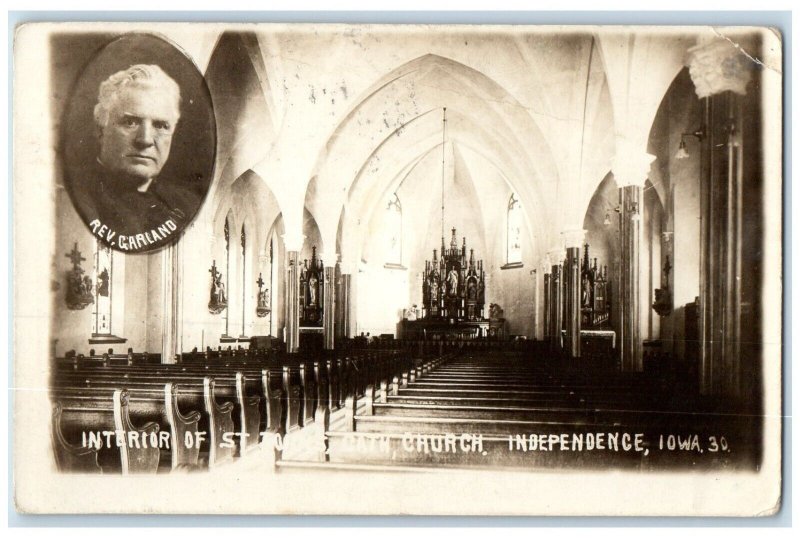 Independence Iowa Postcard RPPC Photo Interior Of St. John's Catholic Church RPO