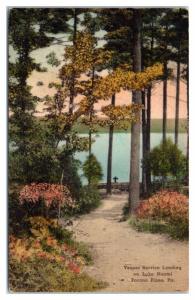 Vesper Service Landing on Lake Naomi, Pocono Pines, PA Hand-Colored Postcard