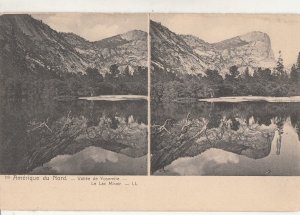 Postcard Stereographic image United States Mirror lake Yosemite