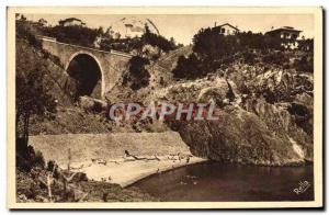 Old Postcard Trayas La Corniche Road d & # 39Or and the bridge of the railway...