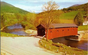 Old Covered Bridge West Arlington Vermont Green Moutains Battenkill Postcard Vtg 