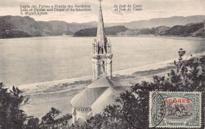 L042 Portugal Azores Lake Furnas and Chapel vintage postcard