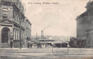 CANADA SCOTT 97 STAMP FERRY LANDING WINDSOR CANADA SHIP POSTCARD 1908