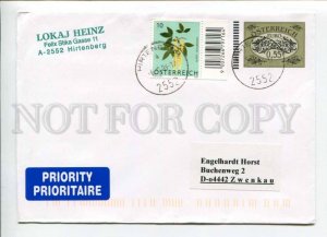 421339 AUSTRIA to GERMANY 2009 year real posted postal COVER w/ flower stamp