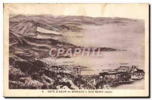 Postcard Old French Riviera of Monaco San Remo Italy