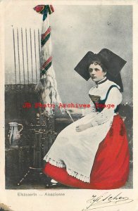 Native Ethnic Culture Costume, Elsasserin-Alsacienne, Woman Making Thread?