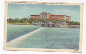 PA Philadelphia Art Museum Water Works Aquarium Vintage 1933 Linen Postcard