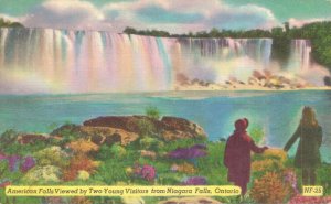 Canada American Falls Niagara Falls Ontario Linen Postcard 08.14