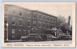 Wabasha Minnesota MN Postcard Hotel Anderson Duncan Hines Approved Building 1940