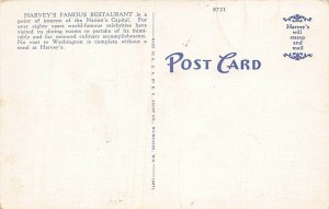 Harvey's Restaurant, Mayflower Hotel, Washington, D.C., Early Postcard, Unused