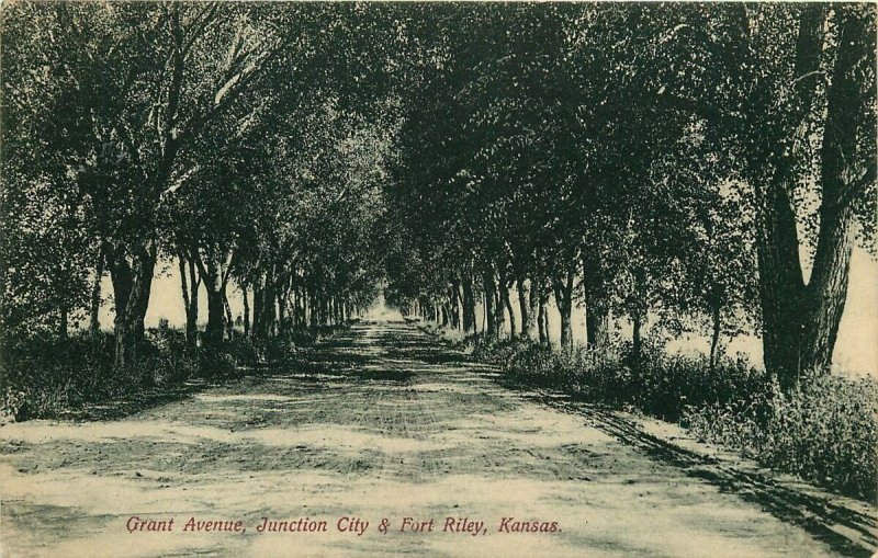 FORT RILEY KS GRANT AVENUE JUNCTION CITY & FORT RILEY POSTCARD c1910