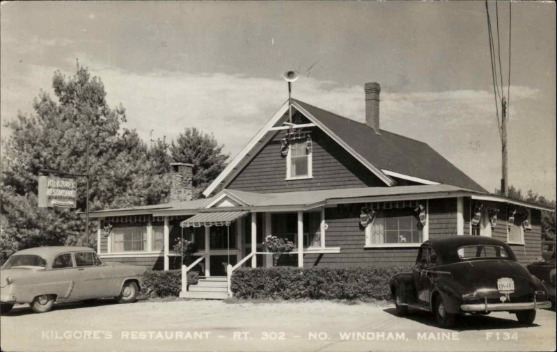 North Windham Maine ME Cars at Kilgore's Restaurant Real Photo Postcard