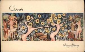 Diego Rivera Mural Nude Women CIROS Vino Mujeres Flores Vintage Postcard