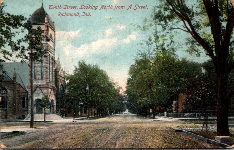 Indiana Richmond Tenth Street Looking North From A Street 1908