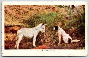 1909 We Will Be Friends Dogs Puppies Pet Photograph In Forest Posted Postcard