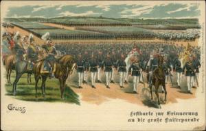 German Military Gruss Erinnerung Parade c1900 Postcard