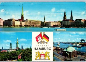 Multiple Views of Schones Hamburg Germany Postcard Posted 1971