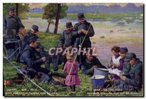 Old Postcard Militaria On & # 39Yser Woman making the cuisines Belgian