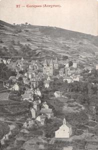 Conques Aveyron France panoramic birds eye view of area antique pc Z20008