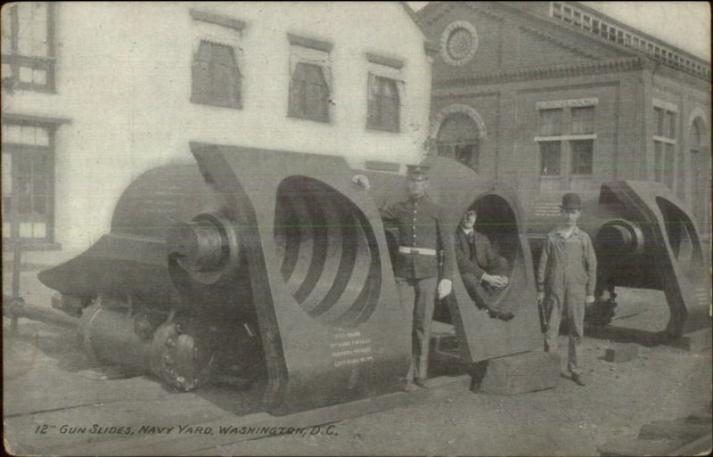 Washington DC 12 Gun Slides Navy Yard c1910 Postcard