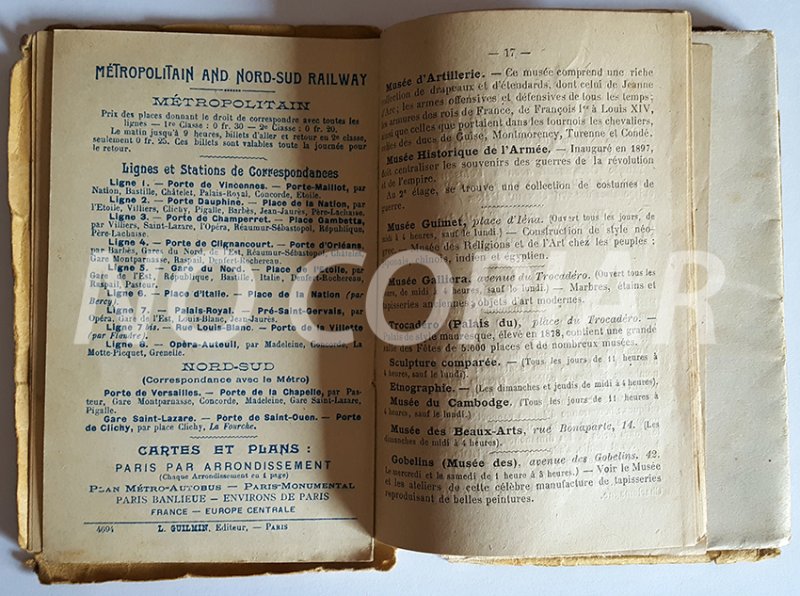 HAND GUIDE NOUVEAU PLAN de PARIS MONUMENTAL L. GUILMIN. (CIRCA 1920)