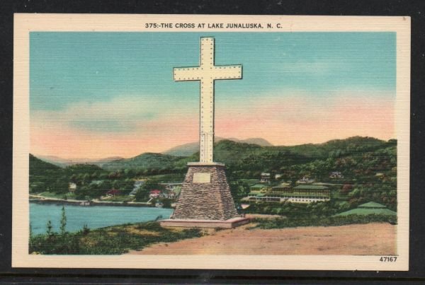 North Carolina colour pc Cross at Lake Junaluska, N.C unused