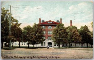 Ann Arbor Michigan, 1914 New Engineering Bldg, University of Michigan, Postcard