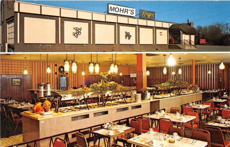 Cincinnati Ohio 1960s Postcard Mohr's Buffet Restaurant Map on Back